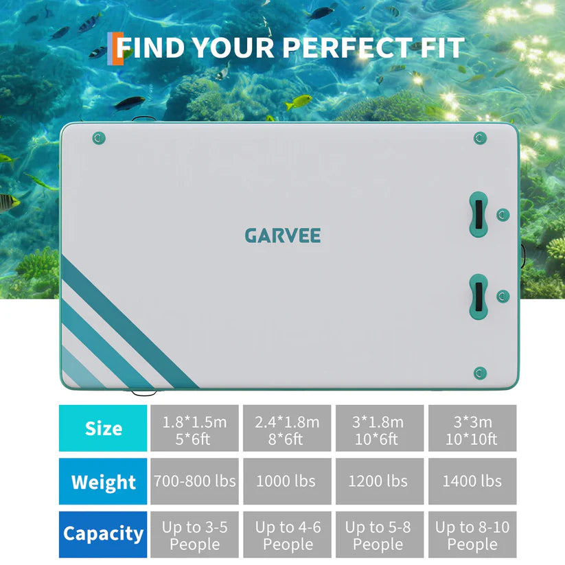 Garvee Piattaforma Galleggiante Gonfiabile 3x1.8 m Con Scaletta Morbida, PVC Resistente, D-Rings Rinforzati Per Piscina E Spiaggia