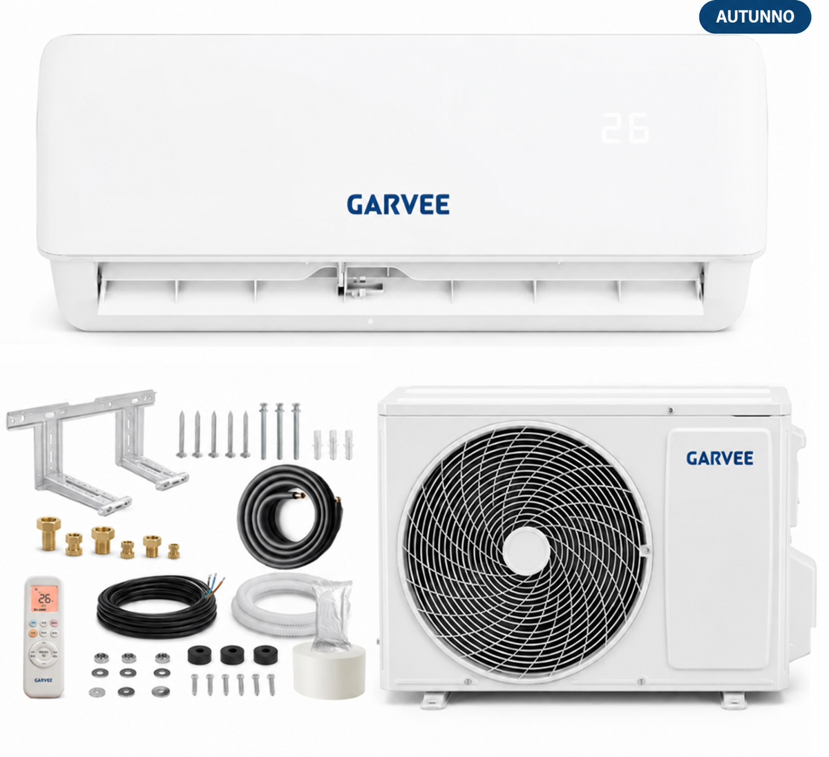 Garvee Climatizzatore Split Inverter Silenzioso ad Alta Efficienza Energetica con Controllo WiFi Intelligente, 18000 BTU, Bianco