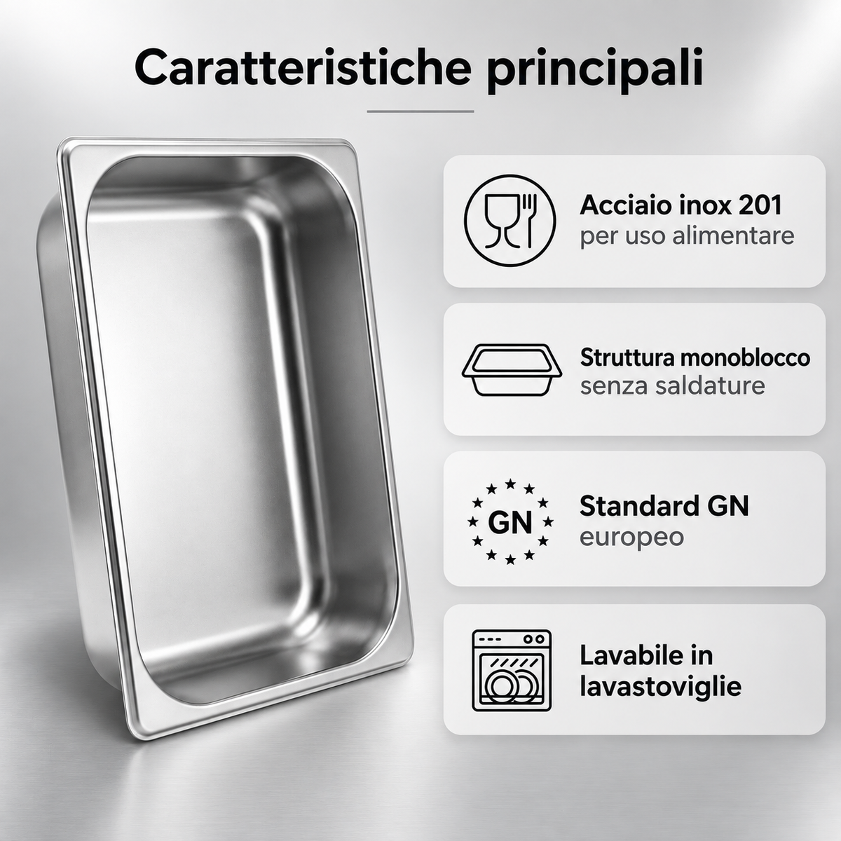 GARVEE Piatto Multifunzione in Acciaio Inox 201, Impilabile Antiscivolo, Lavabile in Lavastoviglie per Hotel Ristorante Famiglia