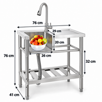 Lavello Multiuso in Acciaio Inox Garvee 30x16x30 Pollici Fatturabile con Rubinetto Girevole 360° Antiruggine per Cucina e Garage