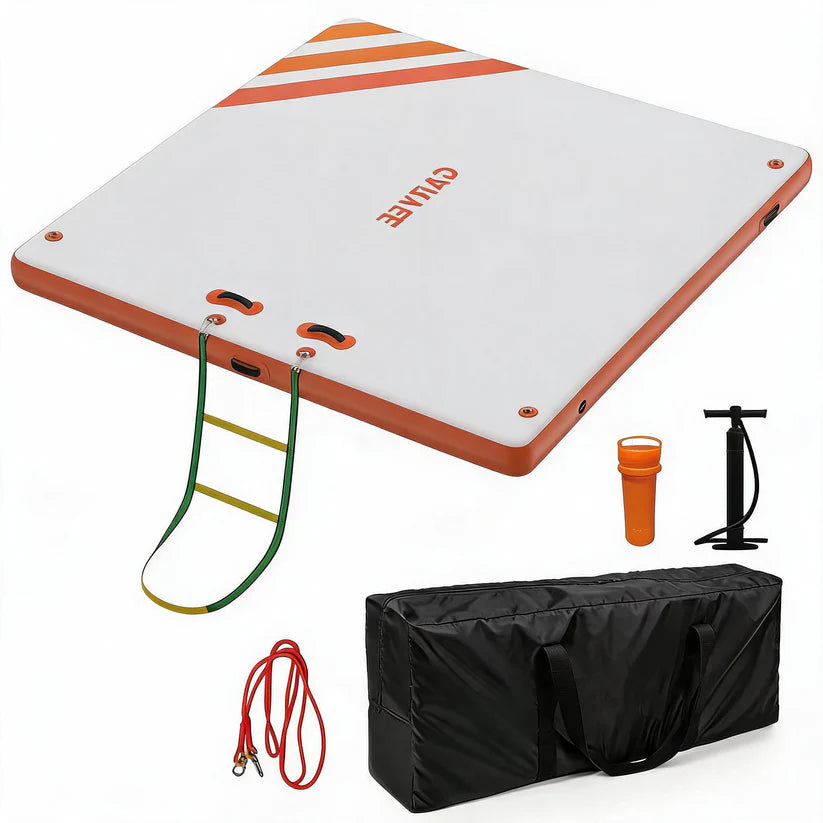 Garvee Piattaforma Gonfiabile Galleggiante Air Dock Con Scala A Corda 1.8x1.5 m, PVC Resistente, Superficie Antiscivolo, 152-305 cm, Ideale Per Piscina E Spiaggia