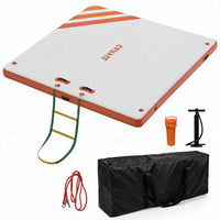 Garvee Piattaforma Gonfiabile Galleggiante Air Dock Con Scala A Corda 1.8x1.5 m, PVC Resistente, Superficie Antiscivolo, 152-305 cm, Ideale Per Piscina E Spiaggia