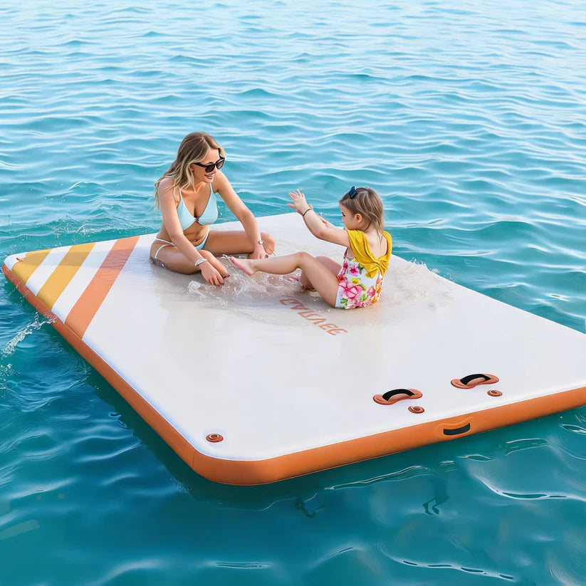 Garvee Piattaforma Gonfiabile Galleggiante Air Dock Con Scala A Corda 1.8x1.5 m, PVC Resistente, Superficie Antiscivolo, 152-305 cm, Ideale Per Piscina E Spiaggia