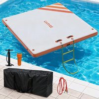 Garvee Piattaforma Gonfiabile Galleggiante Air Dock Con Scala A Corda 1.8x1.5 m, PVC Resistente, Superficie Antiscivolo, 152-305 cm, Ideale Per Piscina E Spiaggia