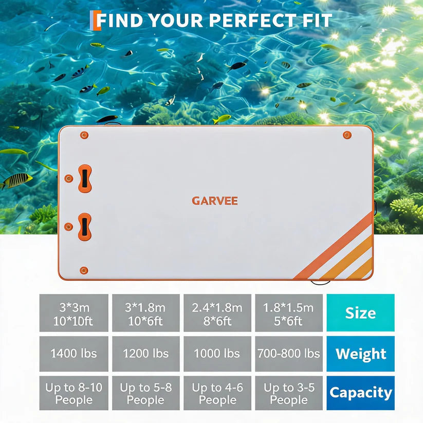 Garvee Piattaforma Gonfiabile Galleggiante Air Dock Con Scala A Corda 1.8x1.5 m, PVC Resistente, Superficie Antiscivolo, 152-305 cm, Ideale Per Piscina E Spiaggia