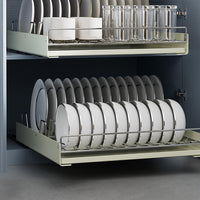 GARVEE Scolapiatti espandibile 42 cm Cassetto telescopico in acciaio inox per cucina e dispensa, argento, salvaspazio