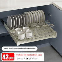 GARVEE Scolapiatti espandibile 42 cm Cassetto telescopico in acciaio inox per cucina e dispensa, argento, salvaspazio