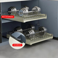 GARVEE Scolapiatti espandibile 42 cm Cassetto telescopico in acciaio inox per cucina e dispensa, argento, salvaspazio