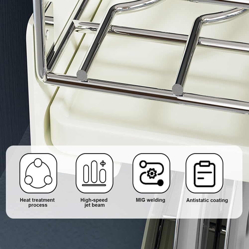 GARVEE Scolapiatti espandibile 42 cm Cassetto telescopico in acciaio inox per cucina e dispensa, argento, salvaspazio