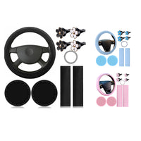 Garvee Set 10 Accessori Interni Auto Coprivolante Pelle Sintetica Blu 37-39 cm Comfort e Stile