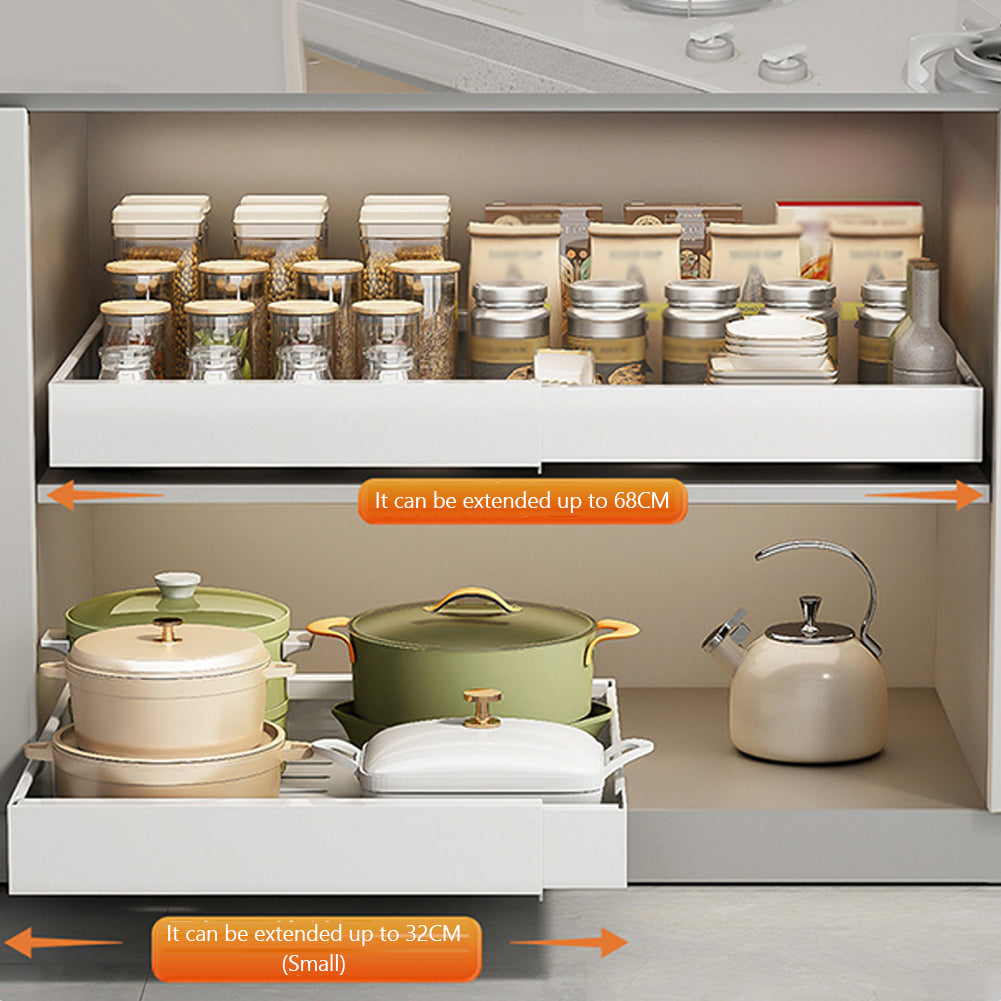 Cassetto telescopico Garvee da 2 pezzi, estensibile, regolabile in altezza, organizer in acciaio inossidabile