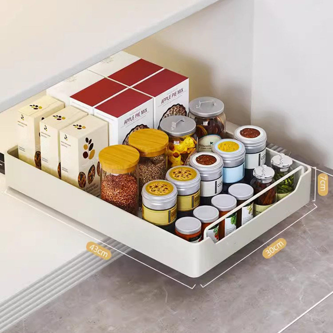 Organizzatore per armadio estensibile Garvee con adesivo in nylon, cassetto resistente per cucina e bagno, regolabile, silenzioso