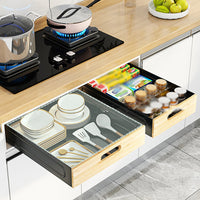 Cassetto telescopico Garvee, cassetto da cucina estensibile, 40,5x30,5x8 cm, nero, ripiano portaoggetti in metallo, robusto e versatile