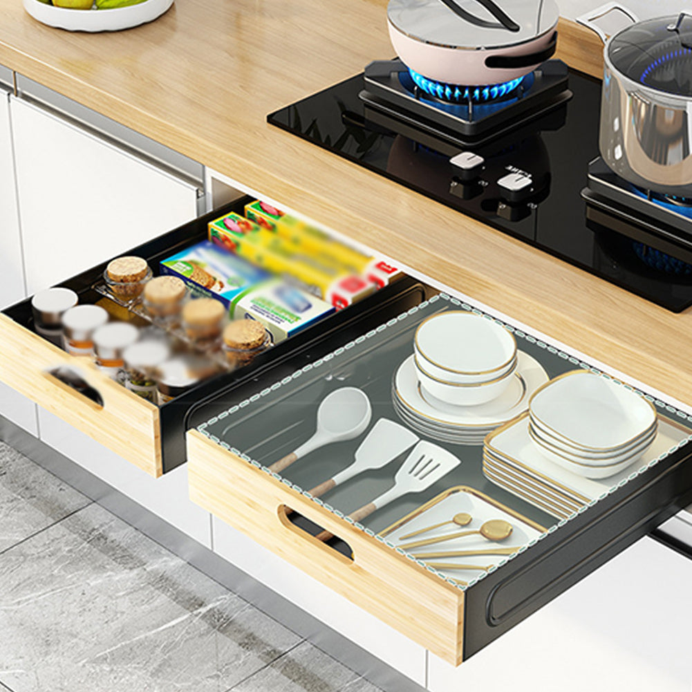 Cassetto telescopico Garvee, cassetto da cucina estensibile, 40,5x30,5x8 cm, nero, ripiano portaoggetti in metallo, robusto e versatile