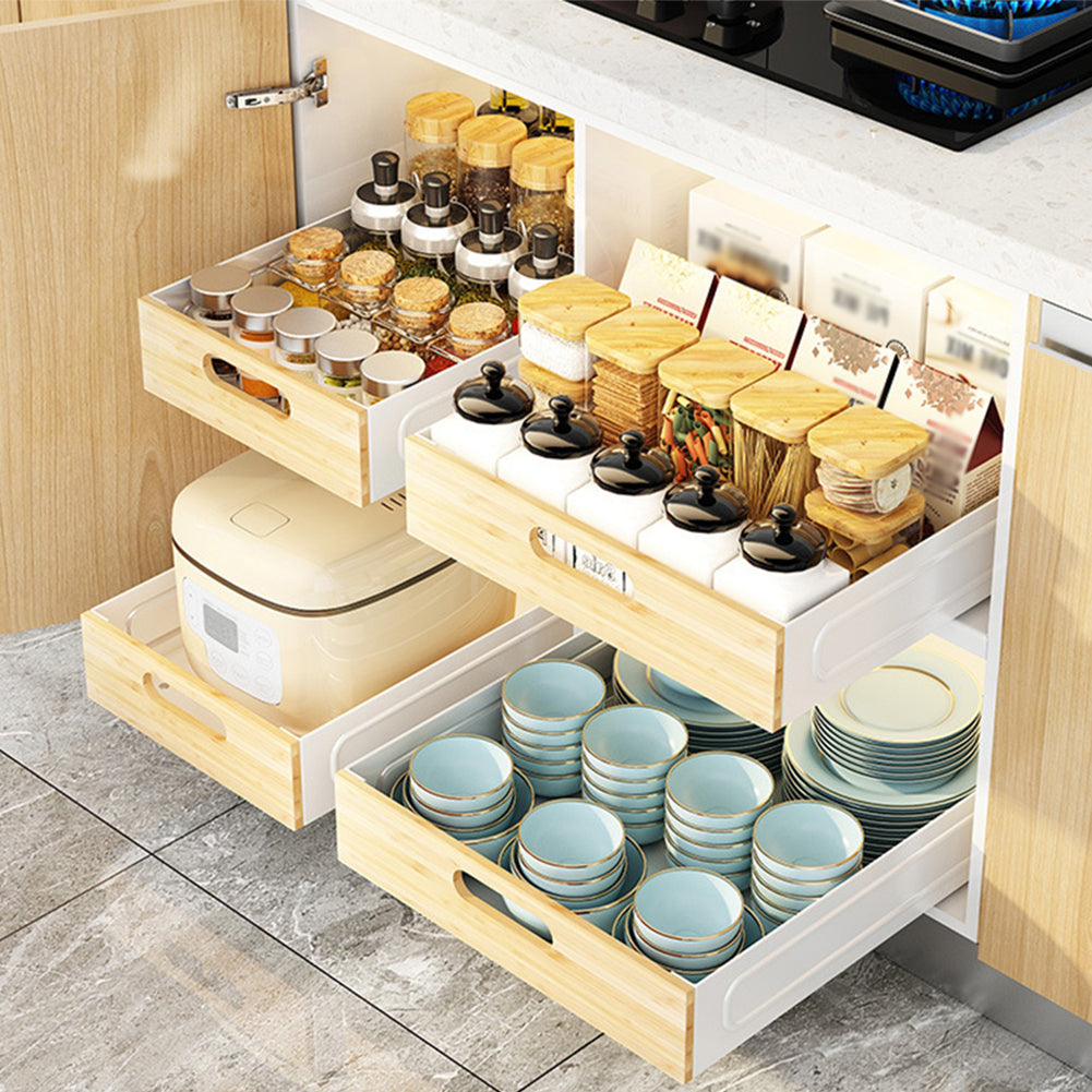 Cassetto telescopico Garvee, cassetto da cucina estensibile, 40,5x30,5x8 cm, nero, ripiano portaoggetti in metallo, robusto e versatile