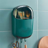 Porta-bacchette da parete Garvee con ventilazione, porta-utensili in plastica, fori di drenaggio, ganci, coperchio – Accessori da cucina