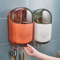 Porta-bacchette da parete Garvee con ventilazione, porta-utensili in plastica, fori di drenaggio, ganci, coperchio – Accessori da cucina