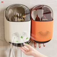 Porta-bacchette da parete Garvee con ventilazione, porta-utensili in plastica, fori di drenaggio, ganci, coperchio – Accessori da cucina