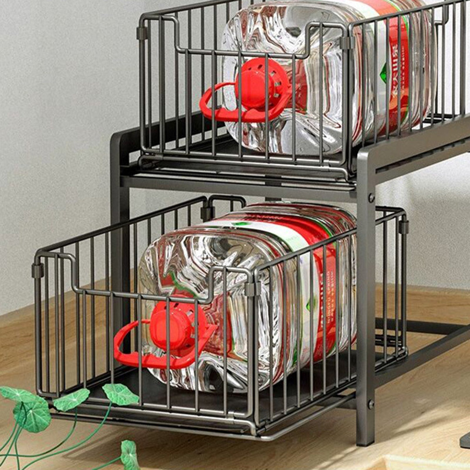 Organizzatore per cassetti a 2 livelli Garvee in acciaio al carbonio con piedini antiscivolo per cucina e bagno, impilabile, salvaspazio