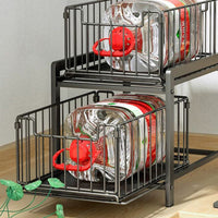 Organizzatore per cassetti a 2 livelli Garvee in acciaio al carbonio con piedini antiscivolo per cucina e bagno, impilabile, salvaspazio