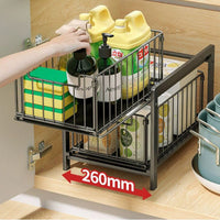 Organizzatore per cassetti a 2 livelli Garvee in acciaio al carbonio con piedini antiscivolo per cucina e bagno, impilabile, salvaspazio