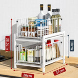 Organizzatore per cassetti a 2 livelli Garvee in acciaio al carbonio con piedini antiscivolo per cucina e bagno, impilabile, salvaspazio - Bianco