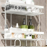 Mensola sopra il WC Garvee, 2 livelli, non necessita di foratura, design robusto con griglia in metallo, organizer per bagno per piccoli spazi - Bianco