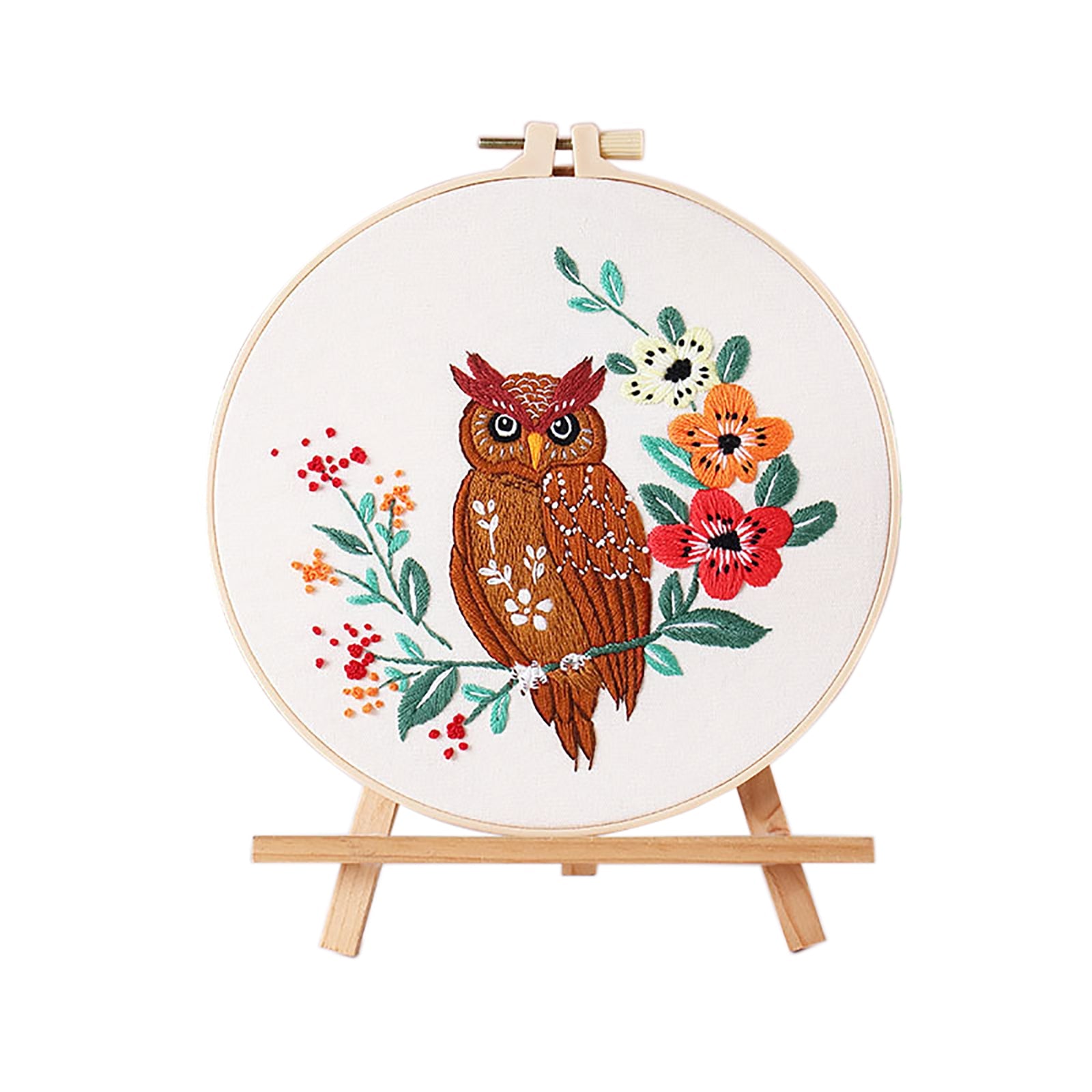 Garvee Kits De Bordado Kit di ricamo fai da te con motivo animali, con telaio e aghi per principianti, cotone, motivo Bouho, hobby creativo