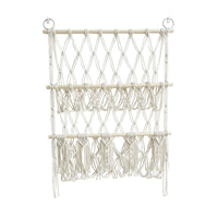 GARVEE Amaca portaoggetti per giocattoli di peluche, a 2 strati con legno, stile boho per la cameretta dei bambini, montaggio a parete, salvaspazio, con nappe