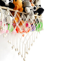 GARVEE Amaca per riporre animali di peluche - Legno a 2 strati, tessuto a rete - Porta giocattoli da parete - Organizzatore di giocattoli per la cameretta dei bambini