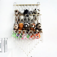 GARVEE Amaca per riporre animali di peluche - Legno a 2 strati, tessuto a rete - Porta giocattoli da parete - Organizzatore di giocattoli per la cameretta dei bambini