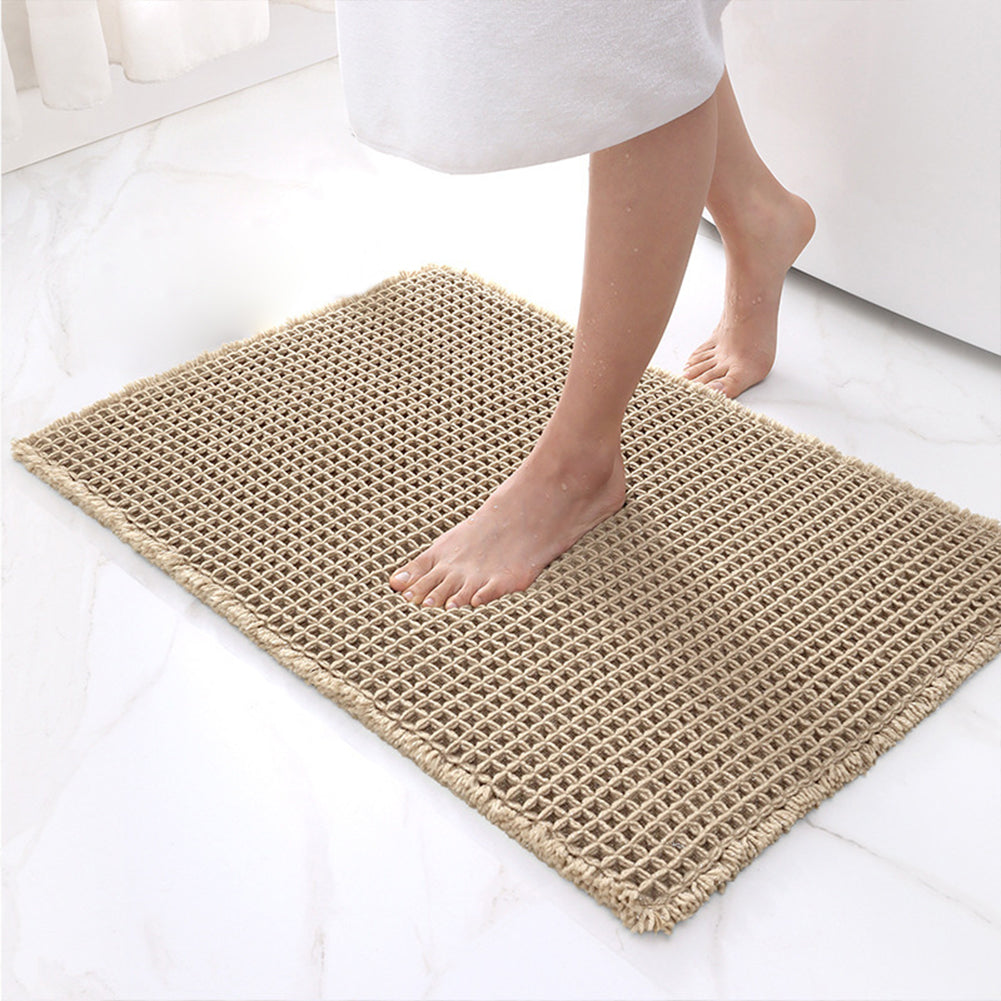 Garvee Badematte Chenille 43x60 cm Rutschfest Waschbar Weiche Badezimmermatte Für Dusche Und Bad Weiß