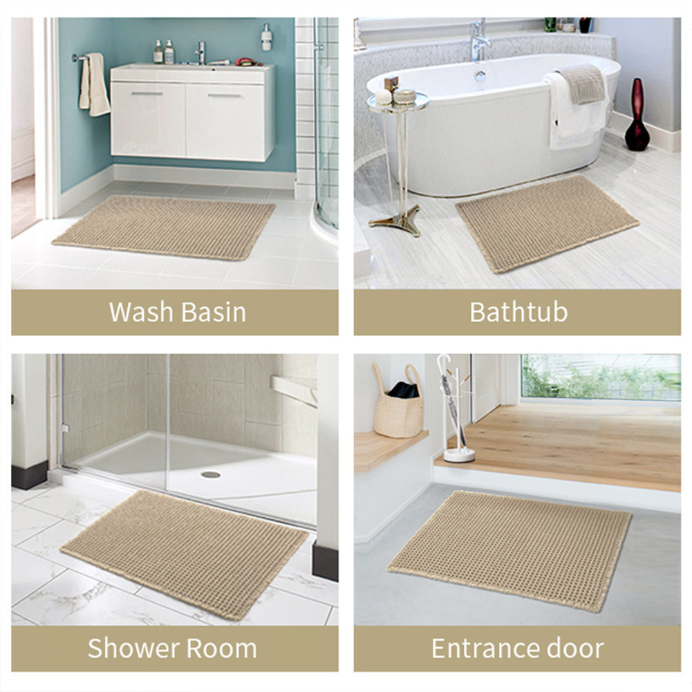 Garvee Badematte Chenille 43x60 cm Rutschfest Waschbar Weiche Badezimmermatte Für Dusche Und Bad Weiß