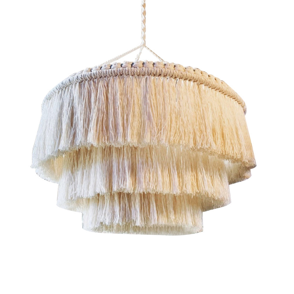 Lampada a sospensione in stile boho Garvee con paralume in macramè, per ufficio, camera da letto, soggiorno, cameretta dei bambini, dormitorio per studenti, decorazione, 30 x 30 cm, corda di cotone naturale