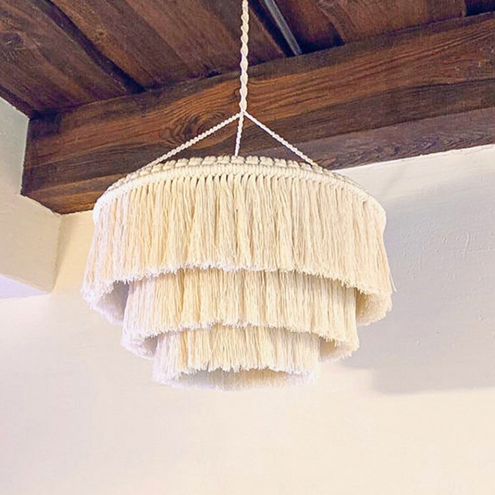Lampada a sospensione in stile boho Garvee con paralume in macramè, per ufficio, camera da letto, soggiorno, cameretta dei bambini, dormitorio per studenti, decorazione, 30 x 30 cm, corda di cotone naturale
