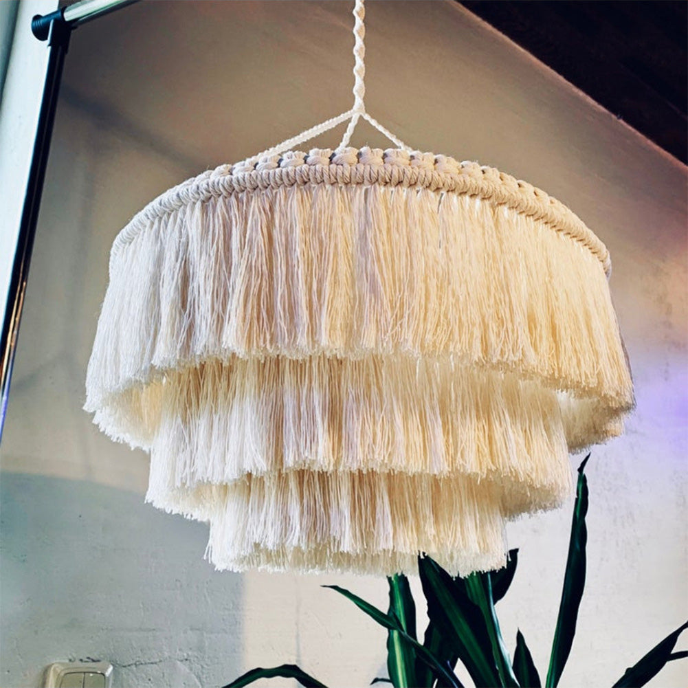 Lampada a sospensione in stile boho Garvee con paralume in macramè, per ufficio, camera da letto, soggiorno, cameretta dei bambini, dormitorio per studenti, decorazione, 30 x 30 cm, corda di cotone naturale