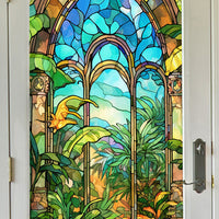 Pellicola per finestre Garvee, opaca, autoadesiva, per la privacy, 60x100 cm, design arcobaleno 3D colorato con motivo di piante e fiori