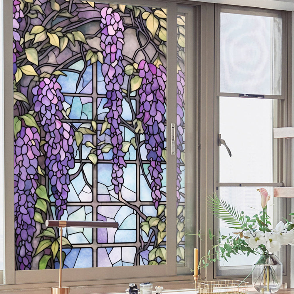 Pellicola per finestre Garvee, opaca, autoadesiva, per la privacy, 60x100 cm, arcobaleno 3D colorato, anti-UV, design viola