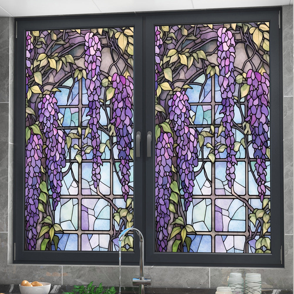 Pellicola per finestre Garvee, opaca, autoadesiva, per la privacy, 60x100 cm, arcobaleno 3D colorato, anti-UV, design viola