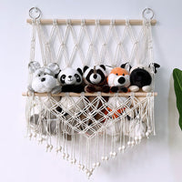 Amaca portaoggetti Garvee per animali di peluche, in macramè da parete in legno in stile boho, per cameretta dei bambini, sala giochi