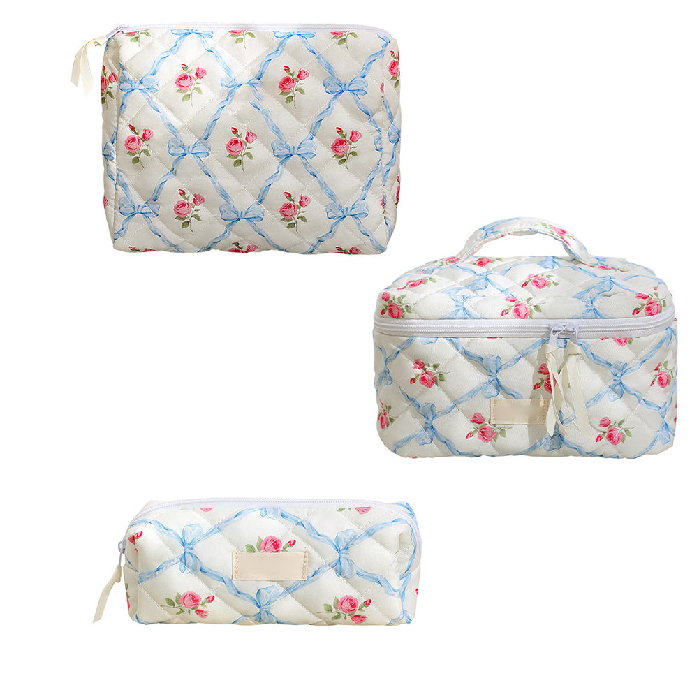 Garvee Set da 3 pezzi Borse per cosmetici trapuntate Organizzatore per trucchi da viaggio Grande capacità Leggero Versatile Materiale di alta qualità Portatile Per donne e ragazze