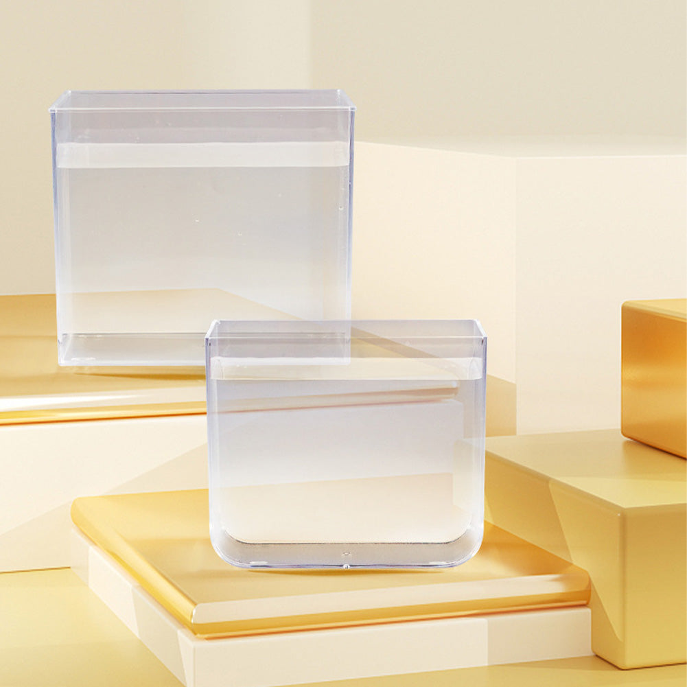 Garvee Piccolo Acquario con Luce, Filtro a Parete, Base Antiscivolo per Soggiorno, Vista a 360°, Schermo Panoramico, Materiale PS, Set Iniziale, Trasparente