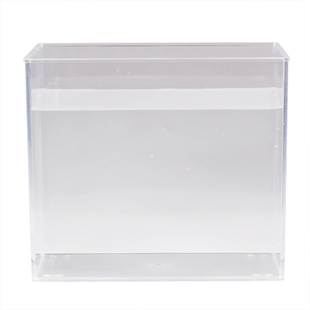 Garvee Piccolo Acquario con Luce, Filtro a Parete, Base Antiscivolo per Soggiorno, Vista a 360°, Schermo Panoramico, Materiale PS, Set Iniziale, Trasparente