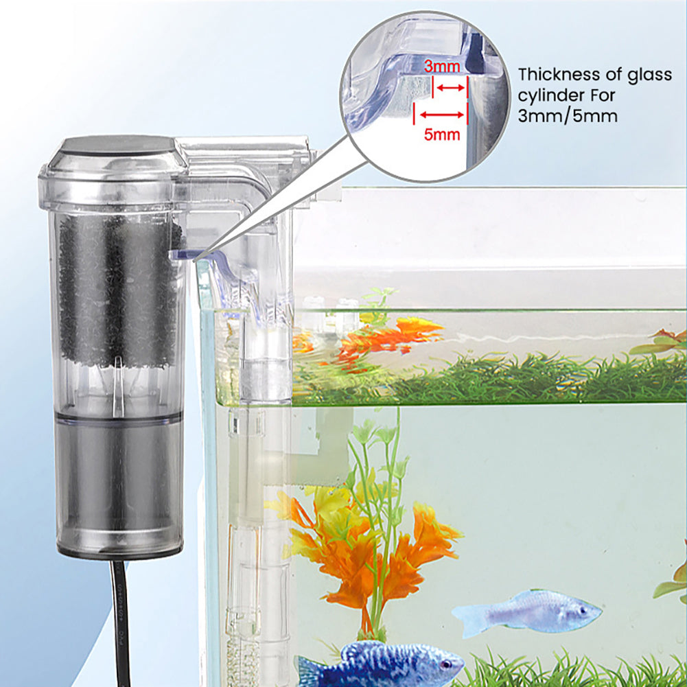 Filtro per acquario Garvee USB Mini silenzioso con flusso d'acqua regolabile per acquari da 2,5 W, montaggio a parete