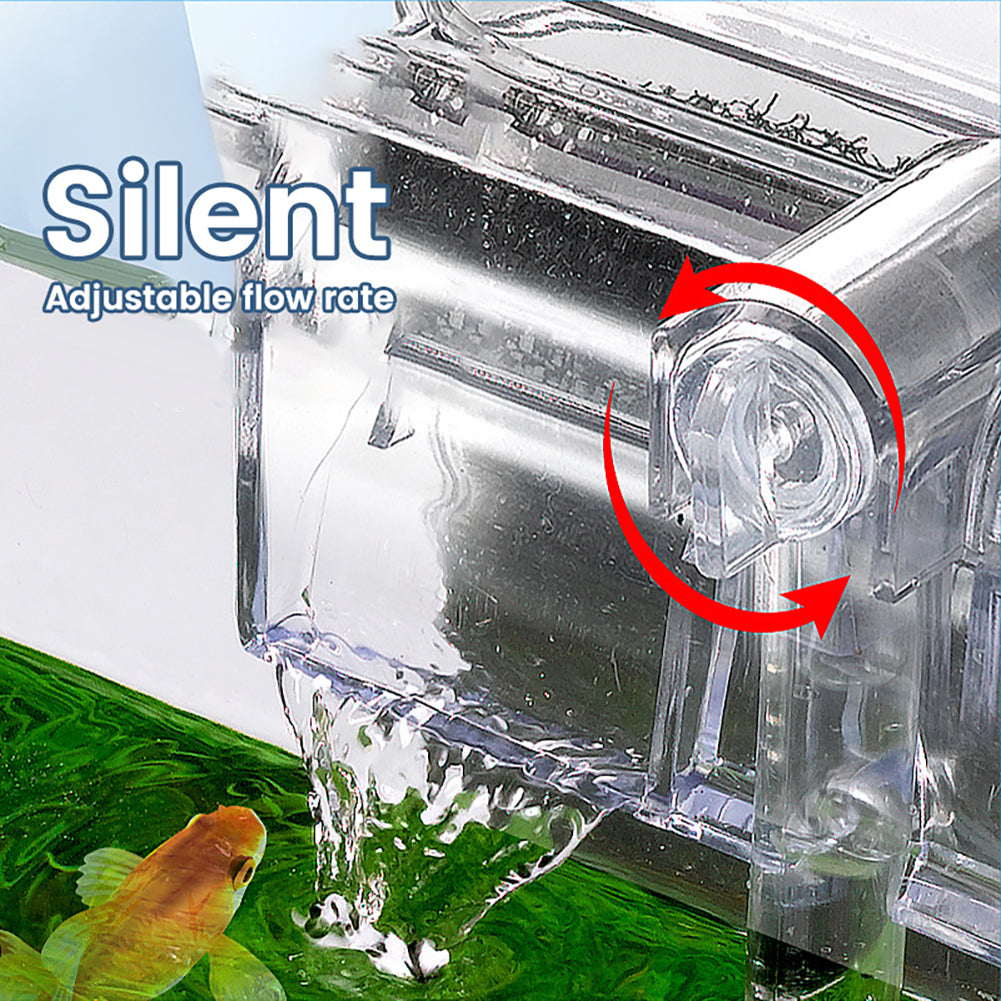 Filtro per acquario Garvee USB Mini silenzioso con flusso d'acqua regolabile per acquari da 2,5 W, montaggio a parete