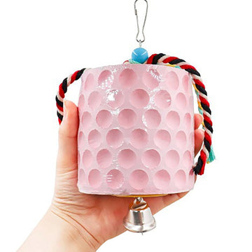 Garvee Giocattolo da masticare extra large per uccelli, pietra di calcio con gancio in metallo e campanello, accessorio per gabbia per pappagalli, cincillà, calopsitte