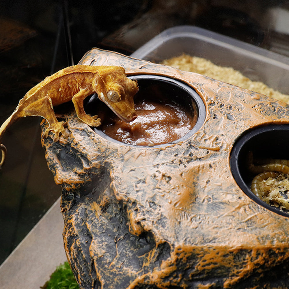 Vassoio magnetico per rettili Garvee con vassoio singolo, effetto pietra naturale, per lucertole e camaleonti, compatibile con vetro e plastica