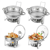 Set di scaldavivande Garvee, 4 pezzi, 5 QT, acciaio inossidabile, coperchi in vetro, controllo della temperatura, buffet per catering - Con bordo in acciaio inox