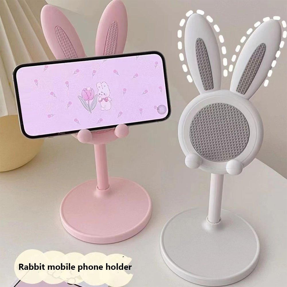 Supporto universale per smartphone Garvee con simpatico coniglietto, altezza regolabile, supporto per monitor da scrivania, ufficio e casa