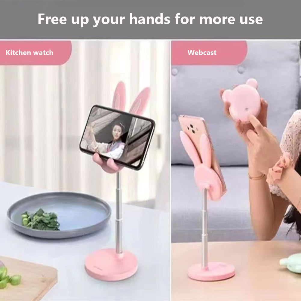 Supporto universale per smartphone Garvee Kawaii Rabbit, supporto da tavolo regolabile in altezza, in silicone, antiscivolo, per ufficio e casa